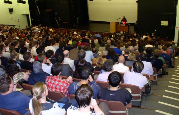 at the back of the audience during talk in Edinburgh in 2003
