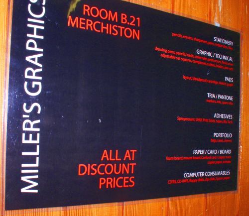 sign for Miller's Graphic shop